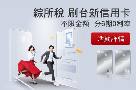 綜所稅刷台新信用卡，不限金額分6期0利率